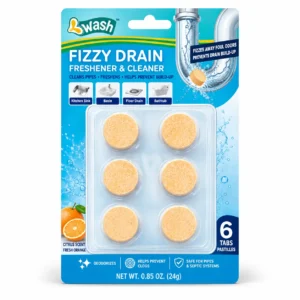 Sink drain cleaner tablets 6 pack citrus retail blister card