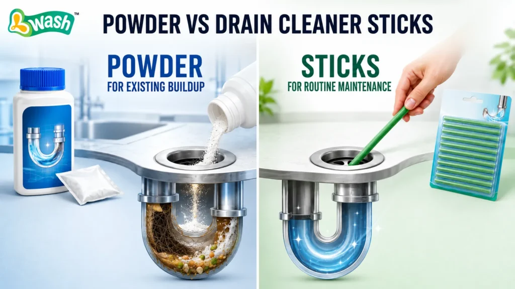 drain cleaner powder and drain cleaner sticks use cases