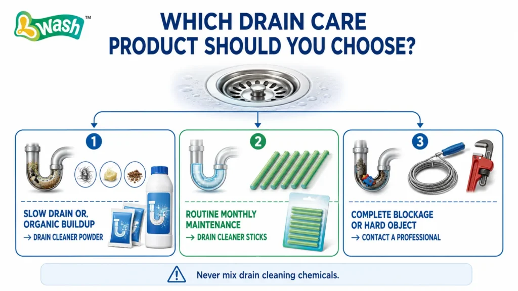 drain cleaner powder and drain cleaner sticks use cases