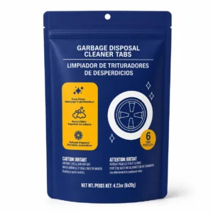 garbage disposal cleaner tablets stand up pouch packaging with 6 tabs