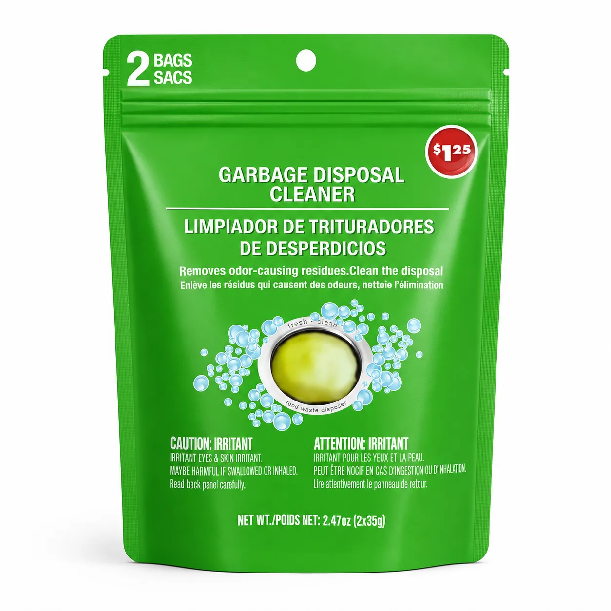 OEM foaming garbage disposal cleaner pouches 2 x 35g from manufacturer