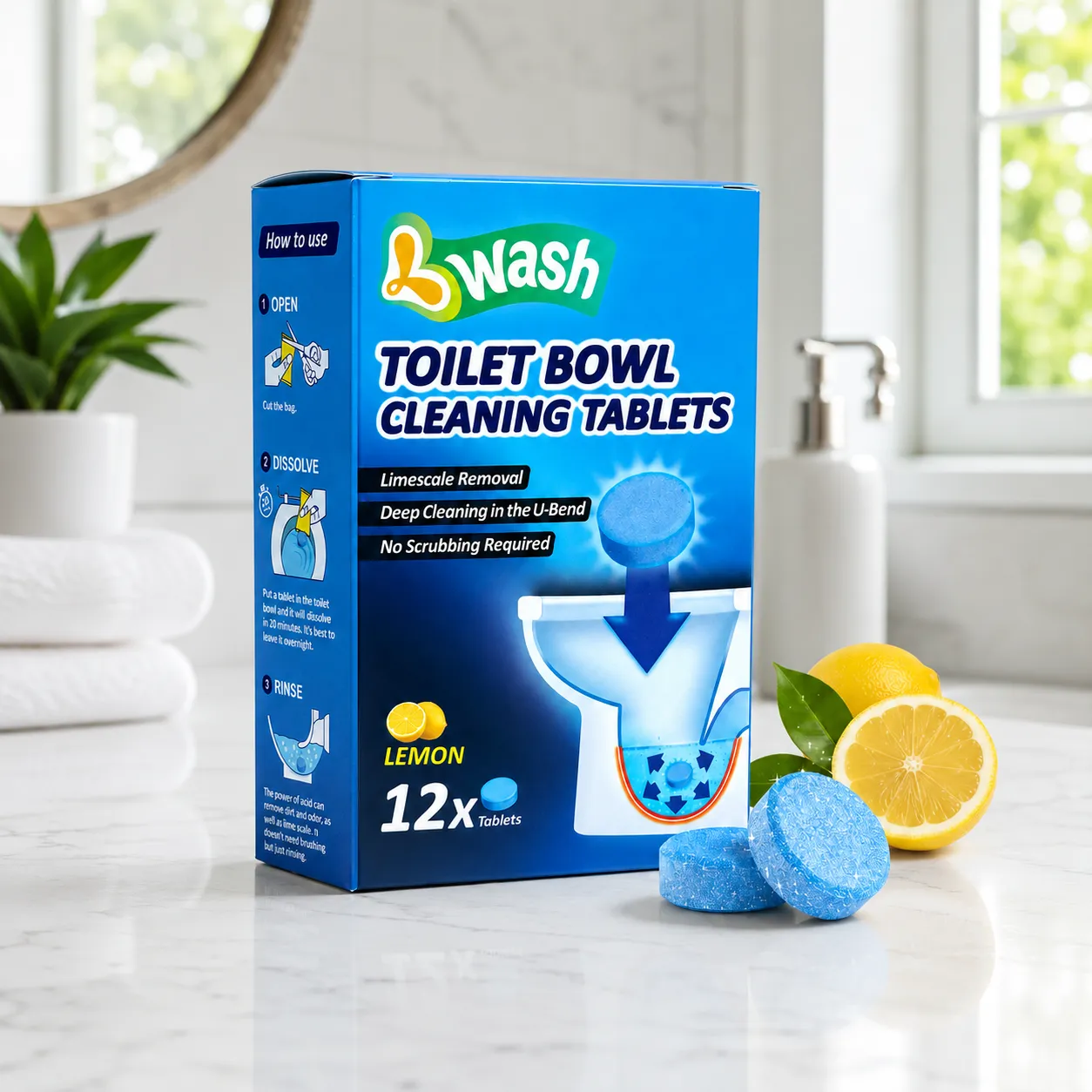 OEM toilet bowl cleaner tablets manufacturer lemon 12 pack retail box