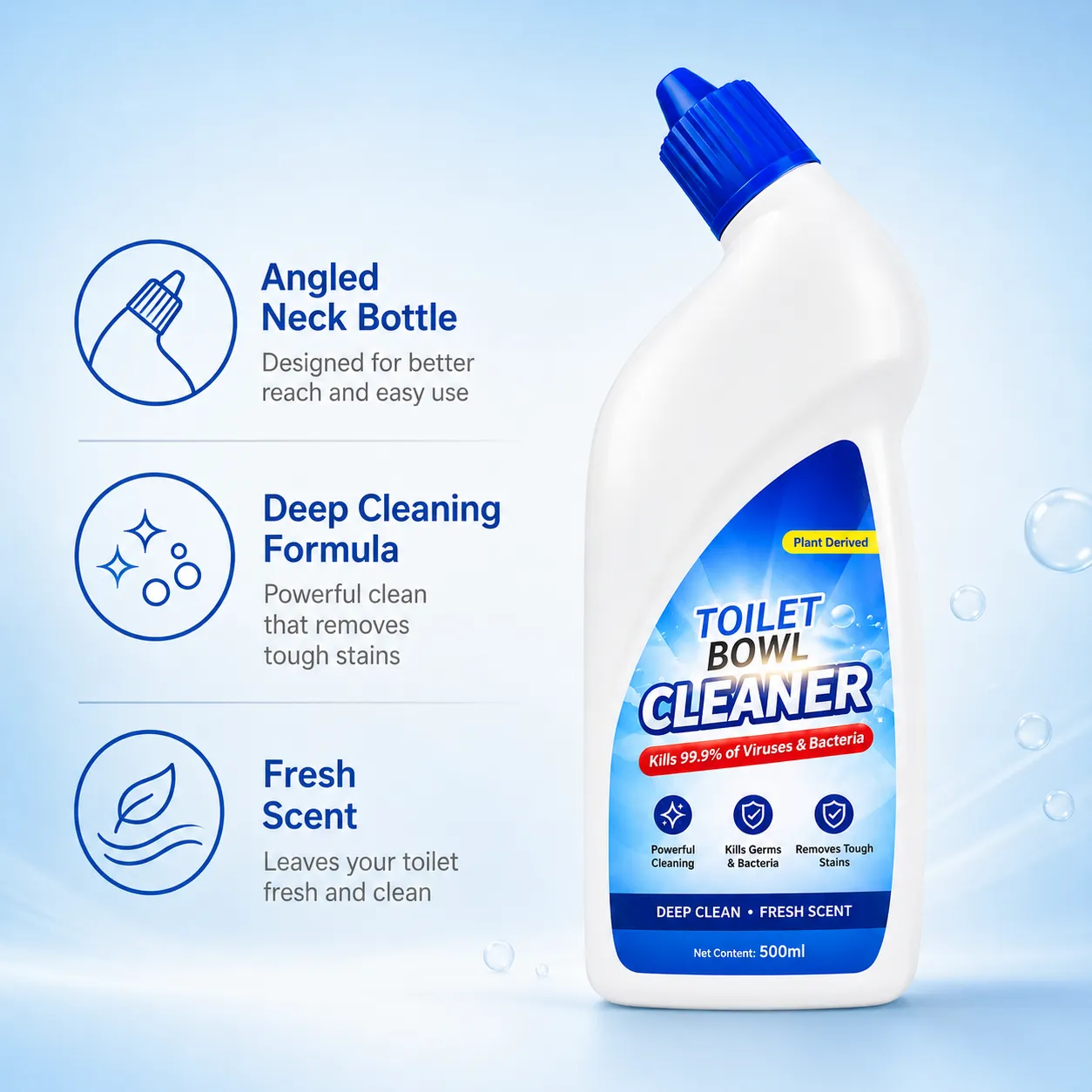 OEM liquid toilet bowl cleaner bottle for private label supply