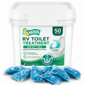 OEM RV black tank treatment manufacturer 50 pack toilet treatment drop ins front container