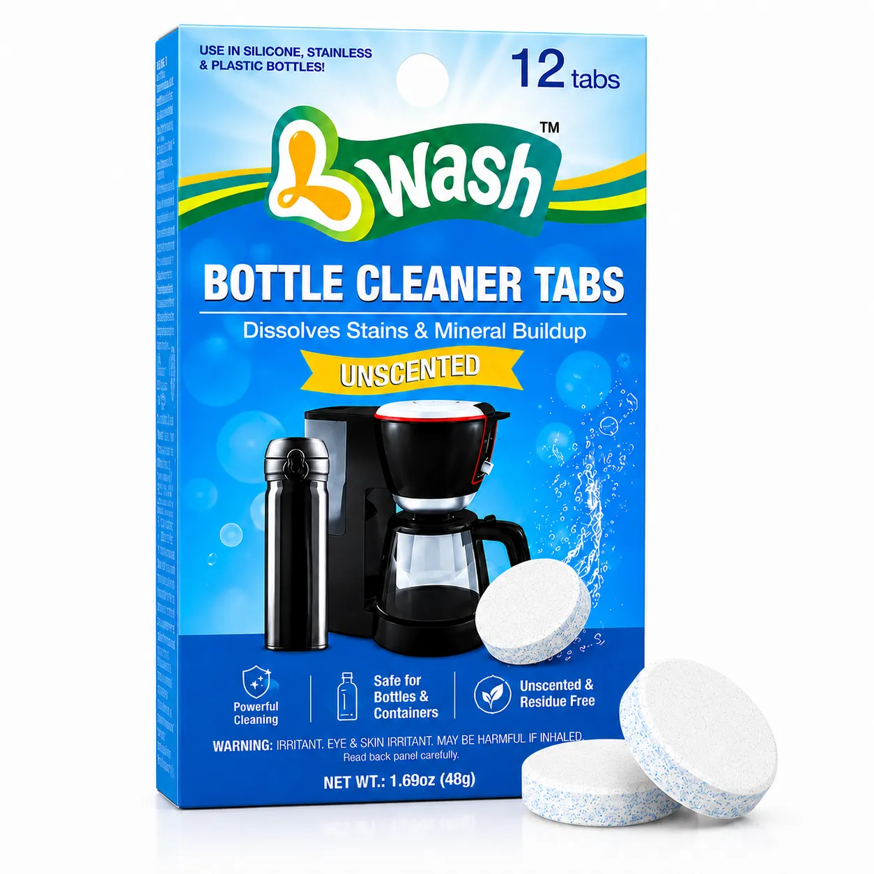 OEM bottle cleaning tablets manufacturer 12 pack unscented retail box