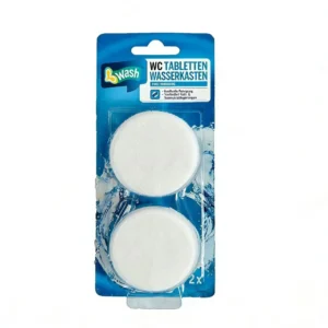 White toilet tank cleaner tablets two pack on retail blister card