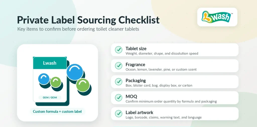private label toilet cleaner tablets sourcing checklist