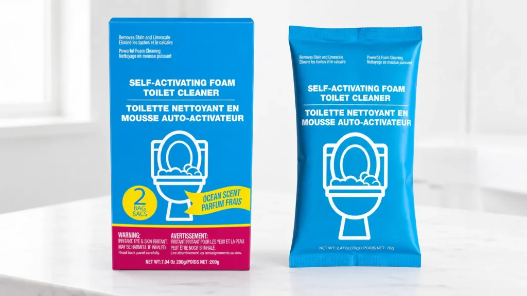 LWASH foaming toilet bowl cleaner powder retail box for private-label programs